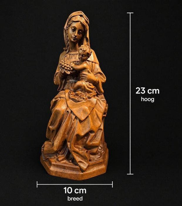 Beeld, Heilige Maria met kindje Jezus - 23 cm - Hout, Antiek en Kunst, Antiek | Boeken en Manuscripten