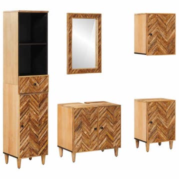 vidaXL Badkamerkast set 5 st Massief Mango Hout, Verzenden, Nieuw