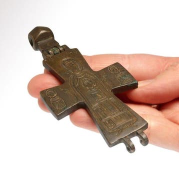 Byzantijns Brons (subliem !!!) Reliekenkruis hanger