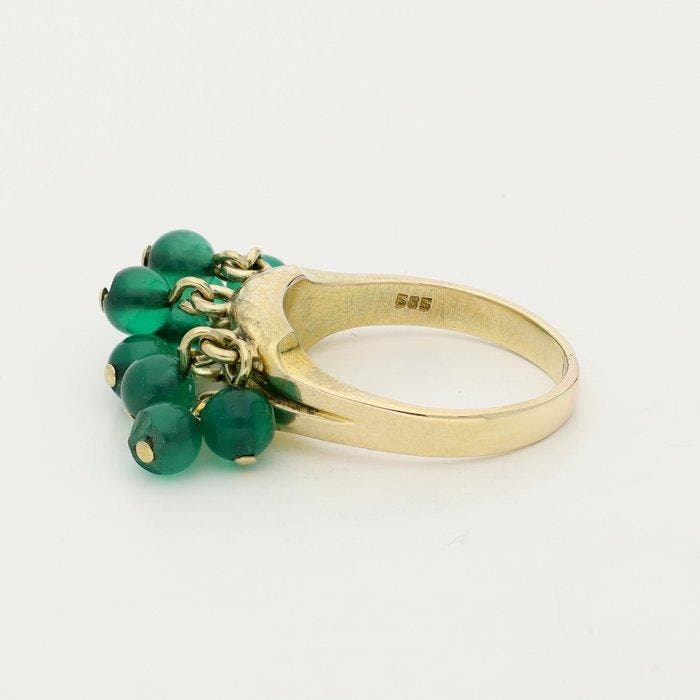 Ring - 12 kt. Geel goud - Smaragd, Bijoux, Sacs & Beauté, Bagues