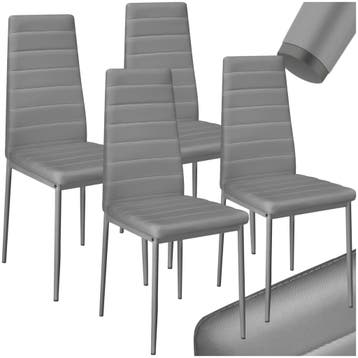 Eetkamerstoelen, kunstleer - grijs, Set van 4, Verzenden