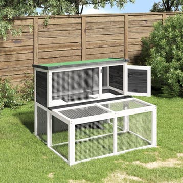 vidaXL Konijnenhok 102x90x84,5 cm massief grenenhout grijs, Verzenden