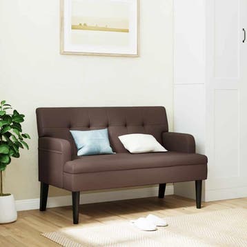 vidaXL Bankje met rugleuning 112x65,5x75 cm kunstleer bruin, Verzenden