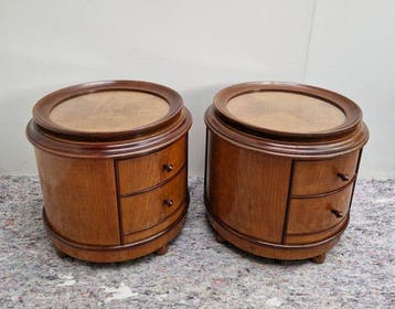 Koppel Cilindrische Art Deco Stijl Nachtkasten - Set