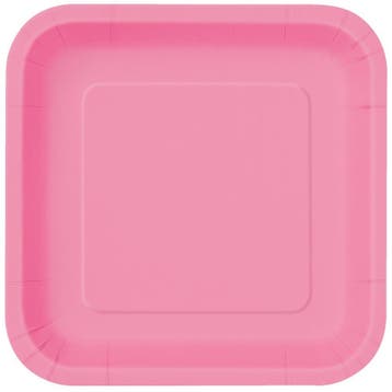 Roze Borden Vierkant 17,5cm 16st, Verzenden