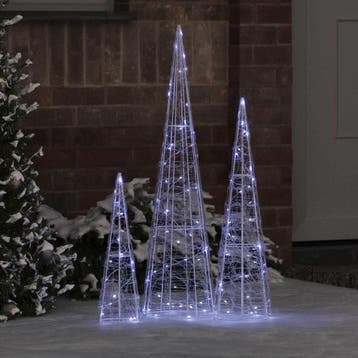 vidaXL Kerstboom 3 st 90 LEDs Koudwit 20 x 20 x 80 cm Acryl, Verzenden, Nieuw