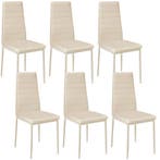 tectake Eetkamerstoelen, kunstleer - beige, Set van 6, Huis en Inrichting, Stoelen, Verzenden, Nieuw