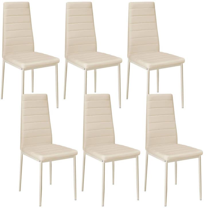 tectake Eetkamerstoelen, kunstleer - beige, Set van 6, Maison & Meubles, Chaises, Envoi