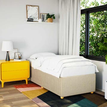 vidaXL Bedframe zonder matras 100x200 cm stof crèmekleurig, Verzenden, Nieuw