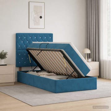 vidaXL Opslag bed met matras Donkerblauw 100 x 200 cm, Huis en Inrichting, Verzenden, Nieuw