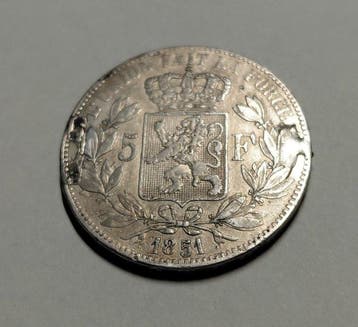 België. Leopold I. 5 Francs 1851 (Zonder minimumprijs)