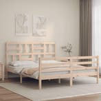 vidaXL Bedframe met hoofdbord massief hout 160x200 cm, Verzenden, Nieuw