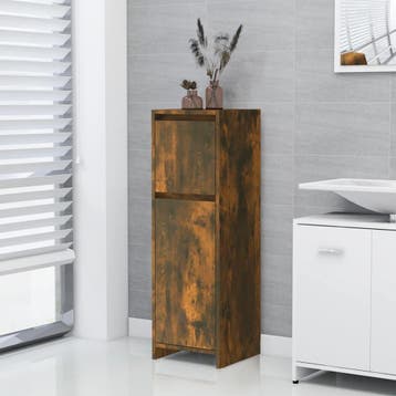 vidaXL Badkamerkast 30x30x95 cm bewerkt hout gerookt, Huis en Inrichting, Badkamer | Badkamermeubels, Verzenden, Nieuw