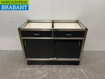 Meuble bas en acier inoxydable, 2 portes coulissantes et 2, Verzenden