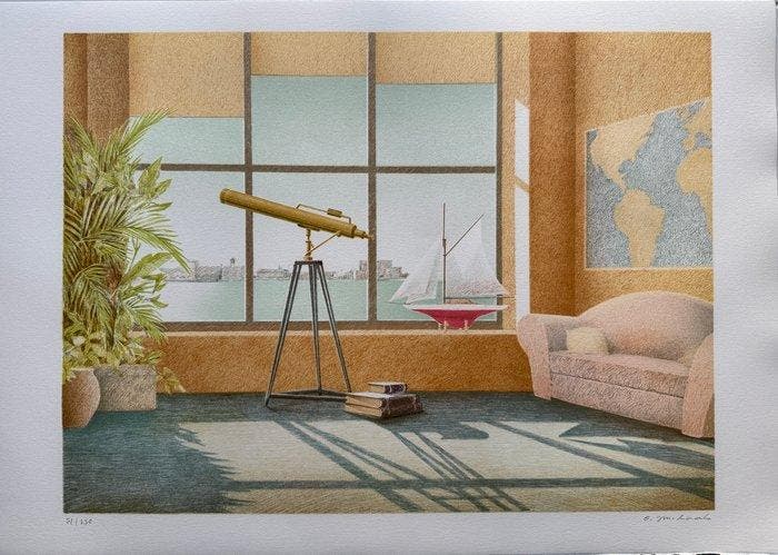 Olivier Raab (1955) - Scène intérieur, Antiquités & Art, Antiquités | Autres Antiquités