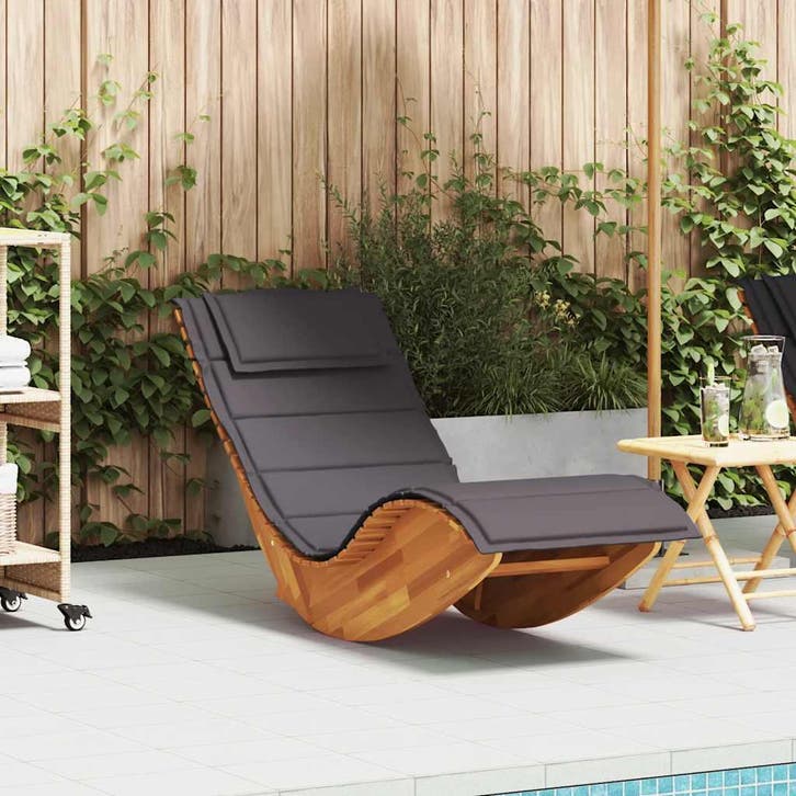 vidaXL Ligbed schommelend met kussen massief acaciahout, Jardin & Terrasse, Chaises longues, Envoi