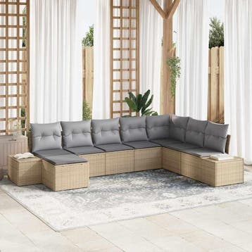 vidaXL Tuinbank Set met kussen 8 pcs Beige en Lichtgrijs, Verzenden, Nieuw