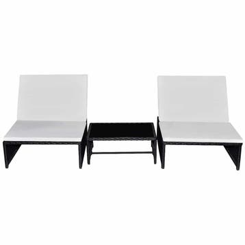 vidaXL Tuinstoelen 2 st verstelbaar met tafel poly rattan, Tuin en Terras, Verzenden, Nieuw