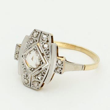 Ring - 18 karaat Geel goud, Witgoud - Diamant/Natuurlijk, Handtassen en Accessoires, Nieuw