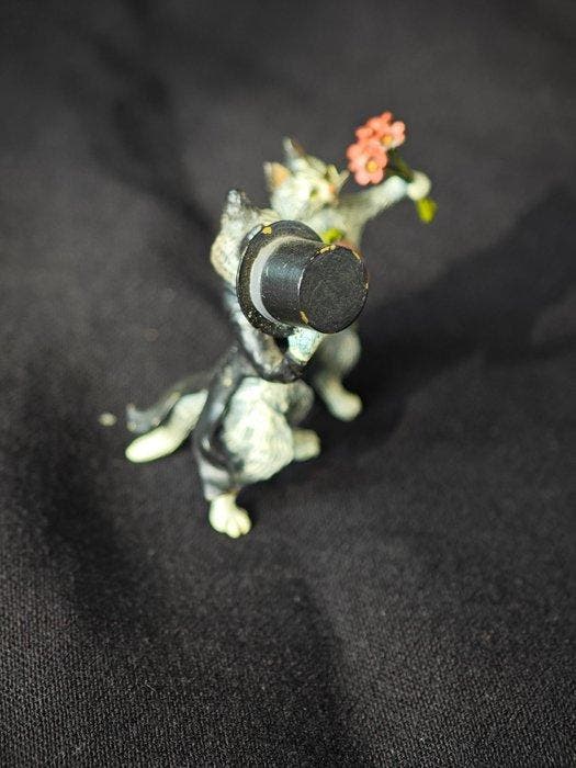 Franz Bergmann - Beeldje - Cats Couple Attending Prom - Koud, Antiquités & Art, Antiquités | Céramique & Poterie