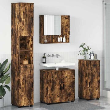 vidaXL Badkamermeubel Set 4 st Rook Eiken 61 x 35 x 64 cm, Verzenden