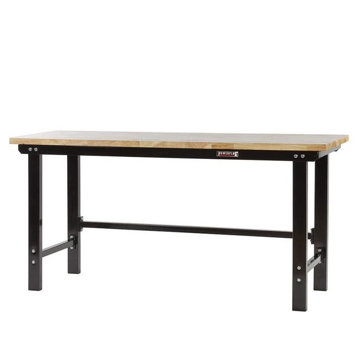 Werkbank zwart 200 cm met hardhouten blad open model, Doe-het-zelf en Bouw, Werkbanken, Ophalen of Verzenden