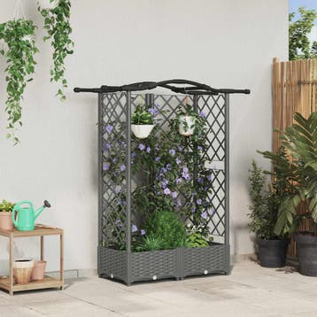 vidaXL Verhoogd Bed met Trellis en Dak Lichtgrijs 124 x 40 x, Verzenden, Nieuw