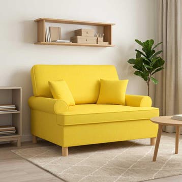 vidaXL XXL fauteuil met kussens Licht Geel Stof, Verzenden