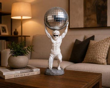 sculptuur, Atlas Disco Ball Figurine Greek Mythology Titan