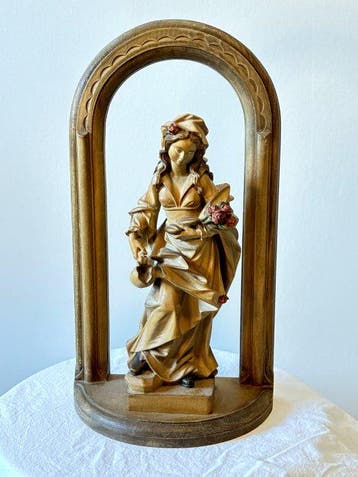 Houten figuur - St. Elisabeth - Handgemaakt - 41 cm (2) -