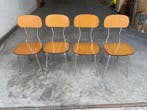 Stoel - Hout, Metaal - Set van vier vintage stoelen met