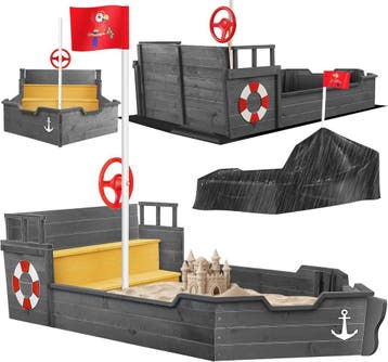 Zandbak AHOI - piratenschip boot zeilschip van hout incl. af, Verzenden, Nieuw