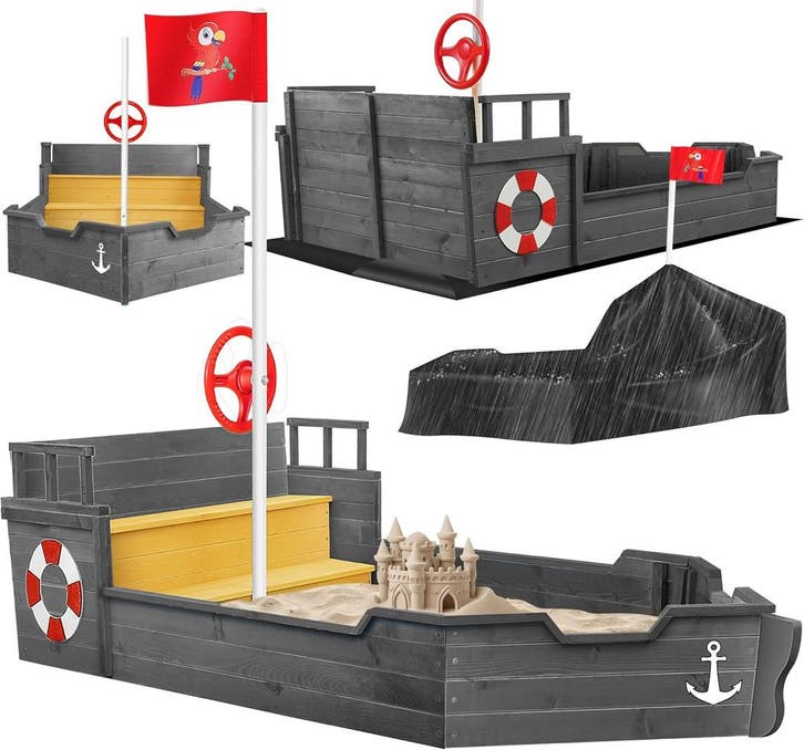 Zandbak AHOI - piratenschip boot zeilschip van hout incl. af, Maison & Meubles, Accessoires pour la Maison | Autre, Envoi