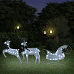 vidaXL Kerstdecoratie rendieren en slee 60 LEDs wit, Verzenden, Nieuw