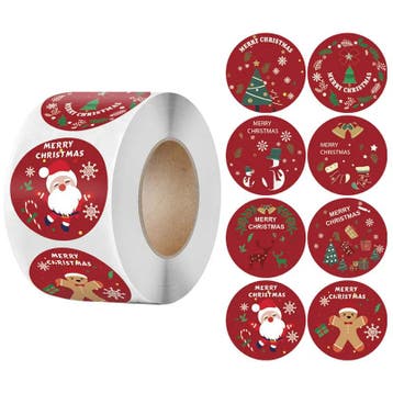 500 Kerst Stickers Op Rol - 2.5cm - Kerststickers -, Verzenden