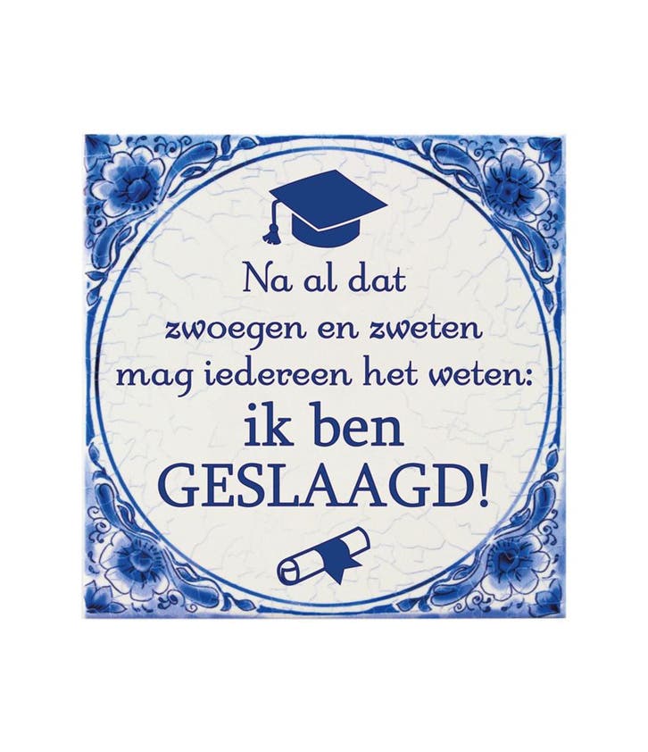 Delftsblauw Tegel Geslaagd School 15cm, Maison & Meubles, Accessoires pour la Maison | Peintures, Dessins & Photos, Envoi
