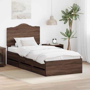vidaXL Bedframe met lade Bruine eik 75 x 190 cm, Verzenden, Nieuw