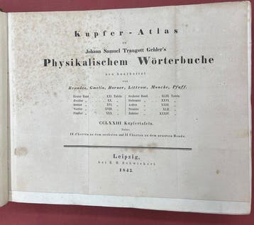 Gehler, Johann Samuel Traugott - Kupfer-Atlas zu Johann