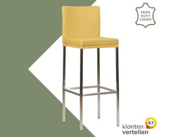 Leren barkruk Break hoog - Toledo Lemon (geel) - Poten, Huis en Inrichting, Barkrukken, Nieuw, Leer, Ophalen of Verzenden, 90 cm of meer