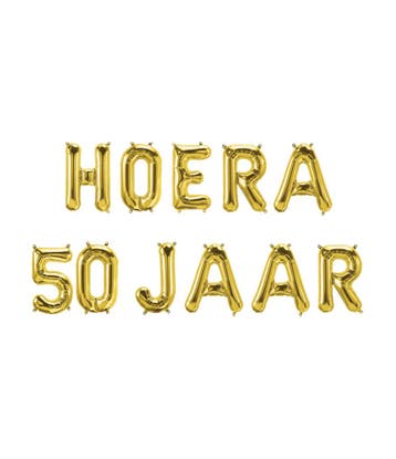 Gouden Ballonnen Set 50 Jaar Hoera 1,9m, Verzenden