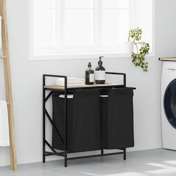 vidaXL Wasmand 2 vakken met plank sonoma eikenkleurig, Verzenden, Nieuw