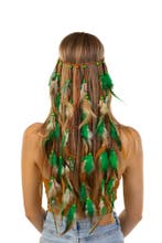 Hoofdband Veren Groen Bruin Ibiza Hippie Indiaan Haarband Ve, Ophalen of Verzenden, Nieuw