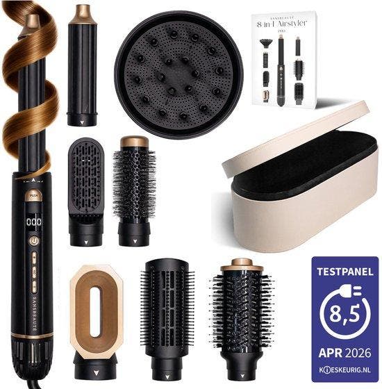 2dekans | Sansbeauté® 8-in-1 Airstyler met Diffuser en, Handtassen en Accessoires, Uiterlijk | Haarverzorging, Ophalen of Verzenden