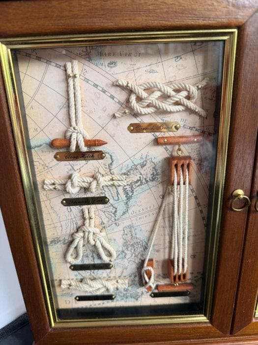 Kast - Glas, hout touw - Knopenlijst Sleutelkast, Antiquités & Art, Curiosités & Brocante