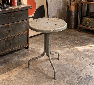 Sgabello industriale vintage in metallo da officina - Kruk -