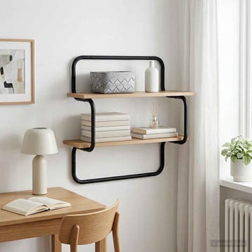 vidaXL Wandrek met 2 niveaus Artisanaal eiken 60 x 24,5 x 61, Huis en Inrichting, Verzenden, Nieuw