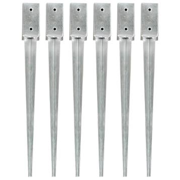 vidaXL Grondpinnen 6 st 7x7x75 cm gegalvaniseerd staal, Verzenden, Nieuw