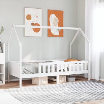 vidaXL Bedhuis wit massief grenenhout 90x190 cm, Verzenden