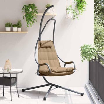 vidaXL Hangende ei-stoel Taupe 94 x 107 x 196,5 cm Staal, Verzenden