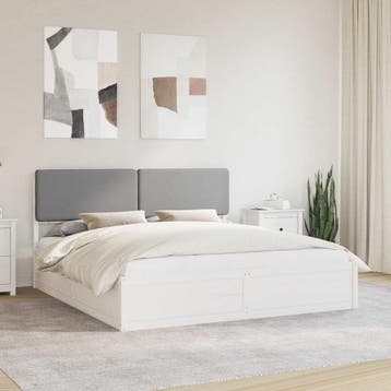 vidaXL Bedframe met Gevoerde Hoofdbord Lichtgrijs 180 x 200, Verzenden, Nieuw
